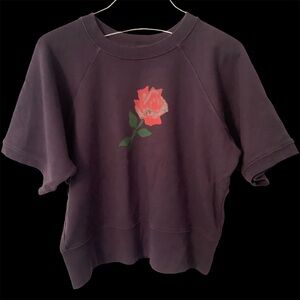Imogene + Willie Purple Sweatshirt Rose Graphic Streetwear Hipster